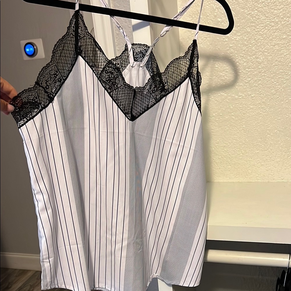 Amazon Black Lace Trim Striped Camisole